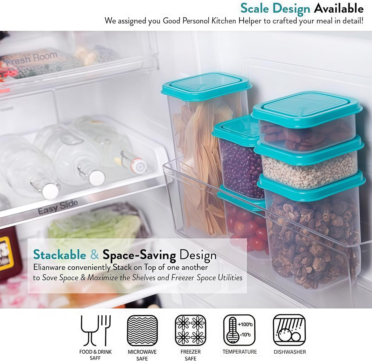8300ml Airtight Food Storage Container With Lids 9PCS Family Set, BPA-Free Food-grade Plastic Stackable Leak-proof Kitchen Pantry Organizers for Pasta, Nuts, Dry Goods, Snack,Modular Design (Red)