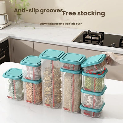 8300ml Airtight Food Storage Container With Lids 9PCS Family Set, BPA-Free Food-grade Plastic Stackable Leak-proof Kitchen Pantry Organizers for Pasta, Nuts, Dry Goods, Snack,Modular Design (Red)