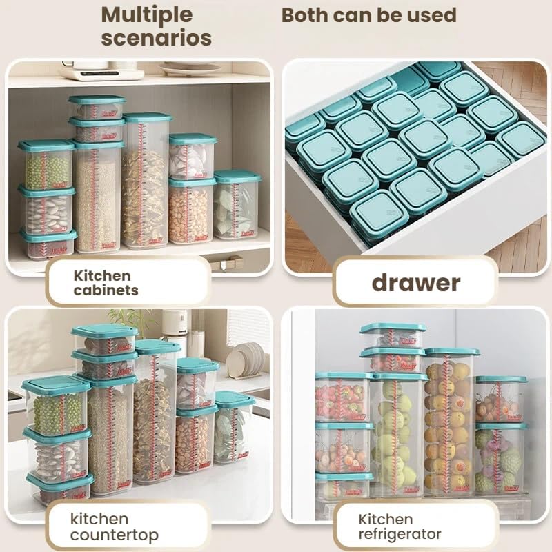 8300ml Airtight Food Storage Container With Lids 9PCS Family Set, BPA-Free Food-grade Plastic Stackable Leak-proof Kitchen Pantry Organizers for Pasta, Nuts, Dry Goods, Snack,Modular Design (Red)