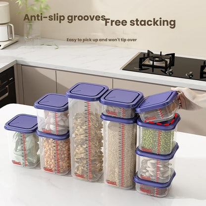 8300ml Airtight Food Storage Container With Lids 9PCS Family Set, BPA-Free Food-grade Plastic Stackable Leak-proof Kitchen Pantry Organizers for Pasta, Nuts, Dry Goods, Snack,Modular Design (Red)