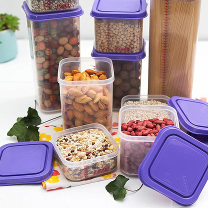 8300ml Airtight Food Storage Container With Lids 9PCS Family Set, BPA-Free Food-grade Plastic Stackable Leak-proof Kitchen Pantry Organizers for Pasta, Nuts, Dry Goods, Snack,Modular Design (Red)