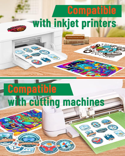 Clear Printable Vinyl Sticker Paper for Inkjet Printer, 25 Sheets | Non-Waterproof, for Laser Printers, Compatible with Cricut, Tear Resistant Vivid Color Decals, Easy to Cut Labels, for DIY