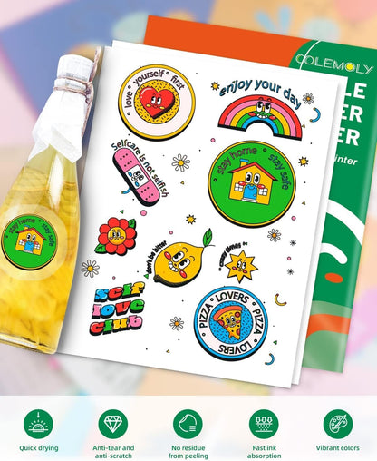 Clear Printable Vinyl Sticker Paper for Inkjet Printer, 25 Sheets | Non-Waterproof, for Laser Printers, Compatible with Cricut, Tear Resistant Vivid Color Decals, Easy to Cut Labels, for DIY