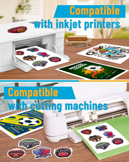 Clear Printable Vinyl Sticker Paper for Inkjet Printer, 25 Sheets | Non-Waterproof, for Laser Printers, Compatible with Cricut, Tear Resistant Vivid Color Decals, Easy to Cut Labels, for DIY