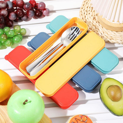 4 Pack Travel Silverware Set with Case for Lunch,Red | Reusable Utensils with Case, Portable Flatware, Camping Cutlery, Fork Spoon Knife, for Work School, Dishwasher Safe