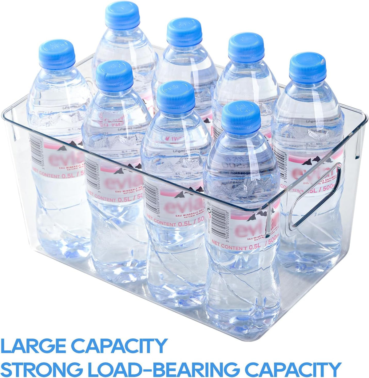 Clear Plastic Storage Bins | Pantry Organizers, Storage with Handles, Clear Storage Containers,Great for Fridge, Kitchen, Cabinet, Bathroom and Office