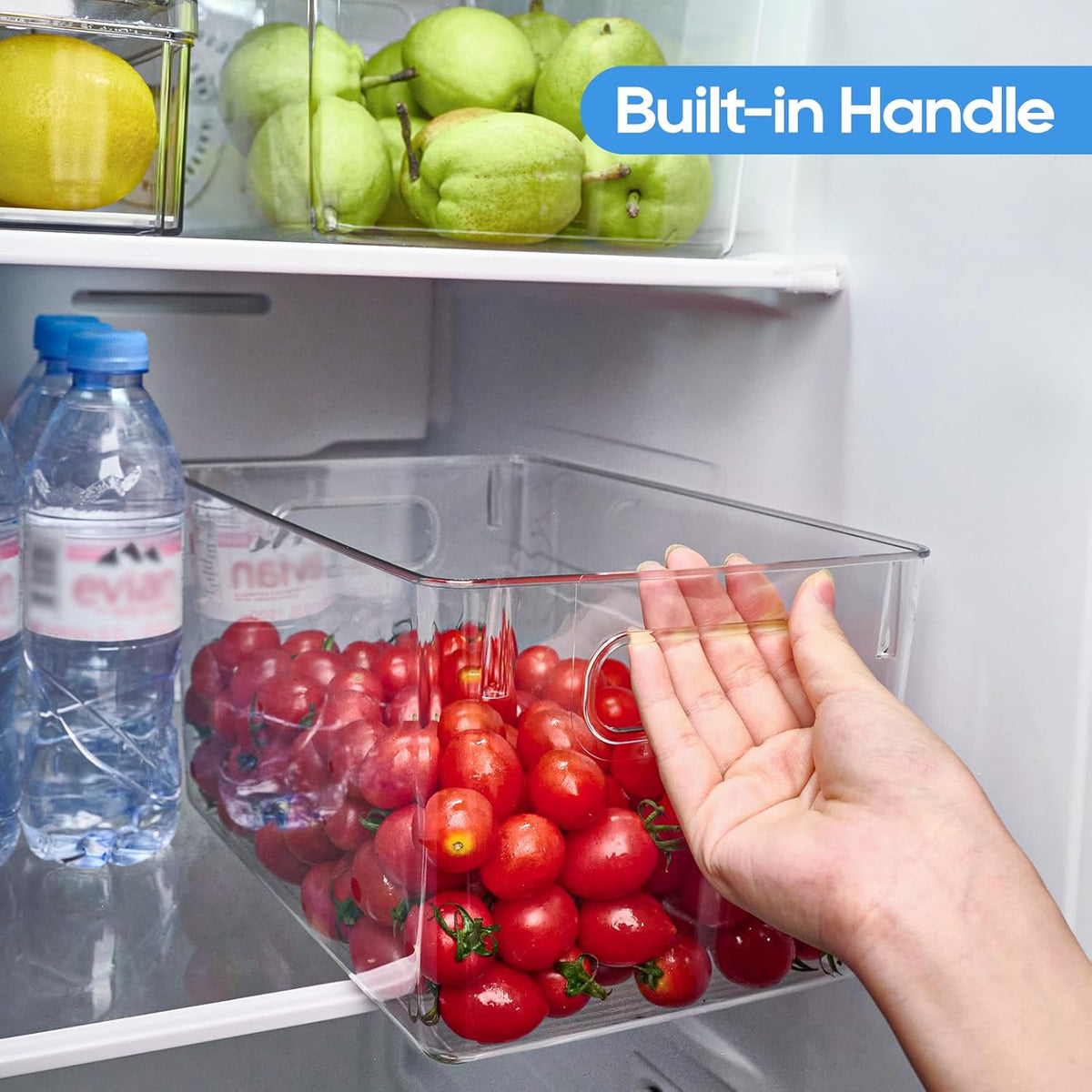 Clear Plastic Storage Bins | Pantry Organizers, Storage with Handles, Clear Storage Containers,Great for Fridge, Kitchen, Cabinet, Bathroom and Office