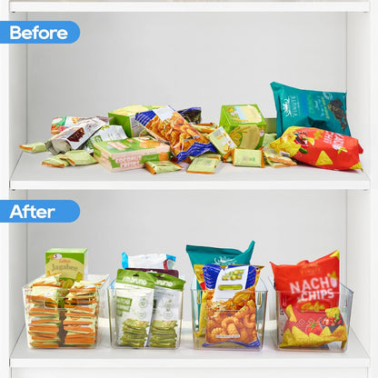 Clear Plastic Storage Bins | Pantry Organizers, Storage with Handles, Clear Storage Containers,Great for Fridge, Kitchen, Cabinet, Bathroom and Office