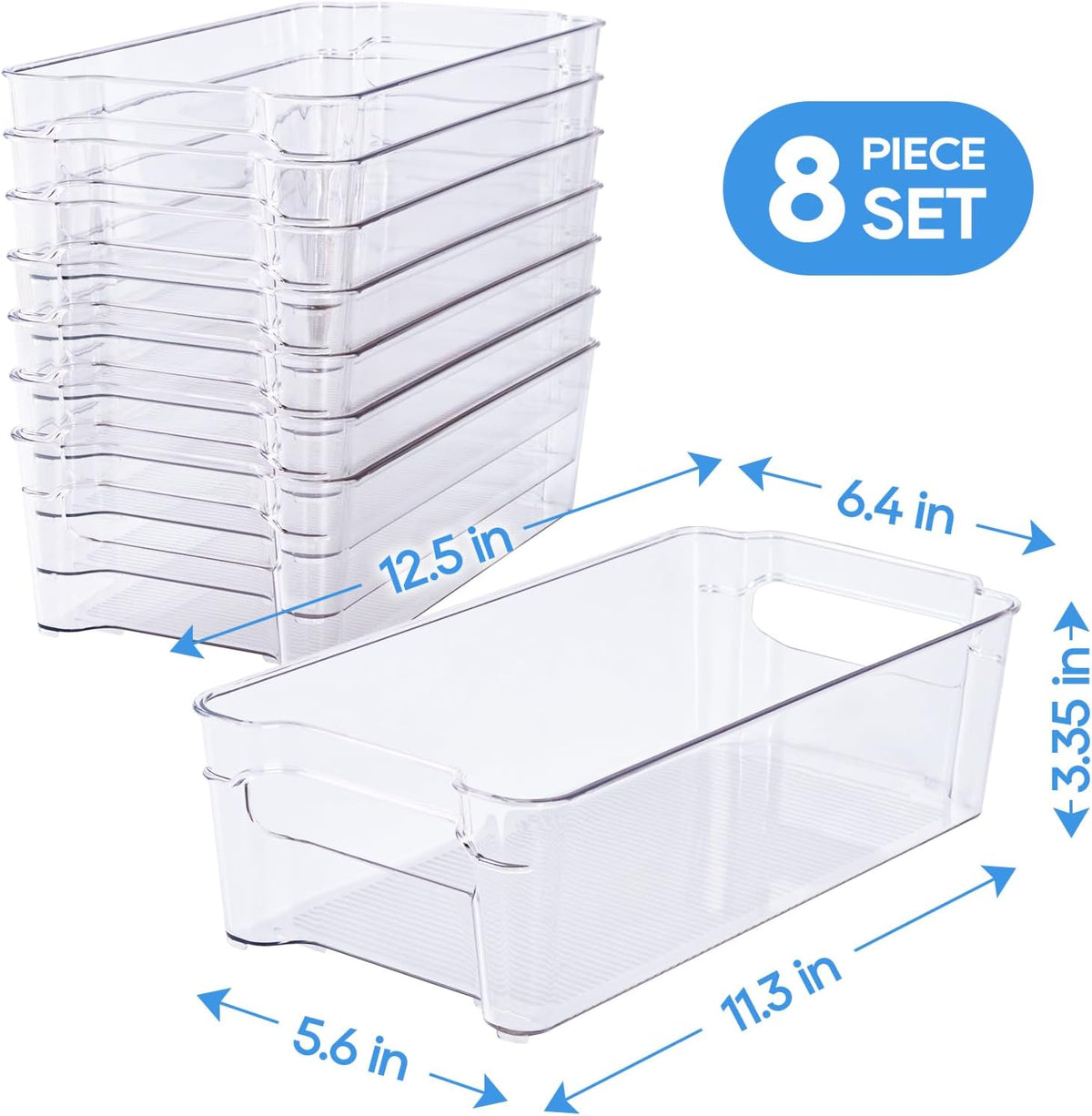 Clear Plastic Storage Bins | Pantry Organizers, Storage with Handles, Clear Storage Containers,Great for Fridge, Kitchen, Cabinet, Bathroom and Office