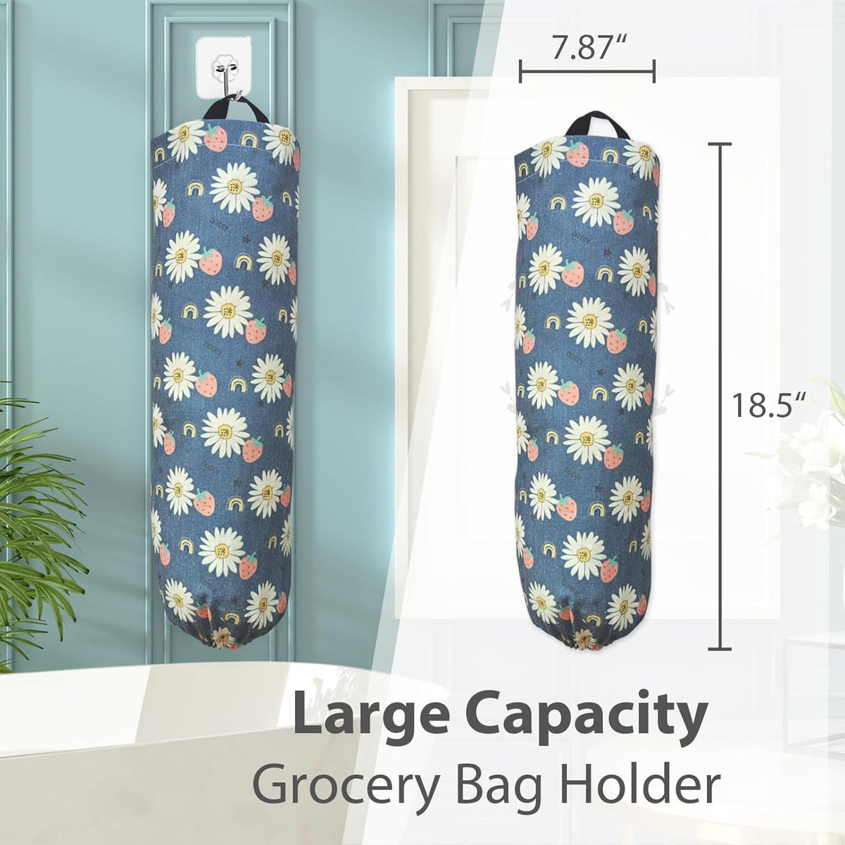 Plastic Bag Holder, Reusable Grocery Bag Organizer, Wall Mount, 1 Pack, Seaweed | 1 Pack