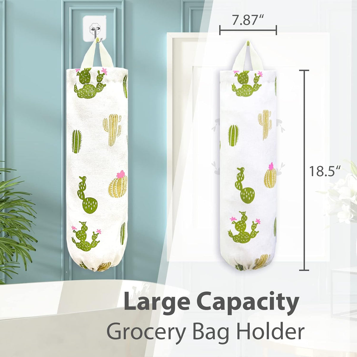 Plastic Bag Holder, Reusable Grocery Bag Organizer, Wall Mount, 1 Pack, Seaweed | 1 Pack
