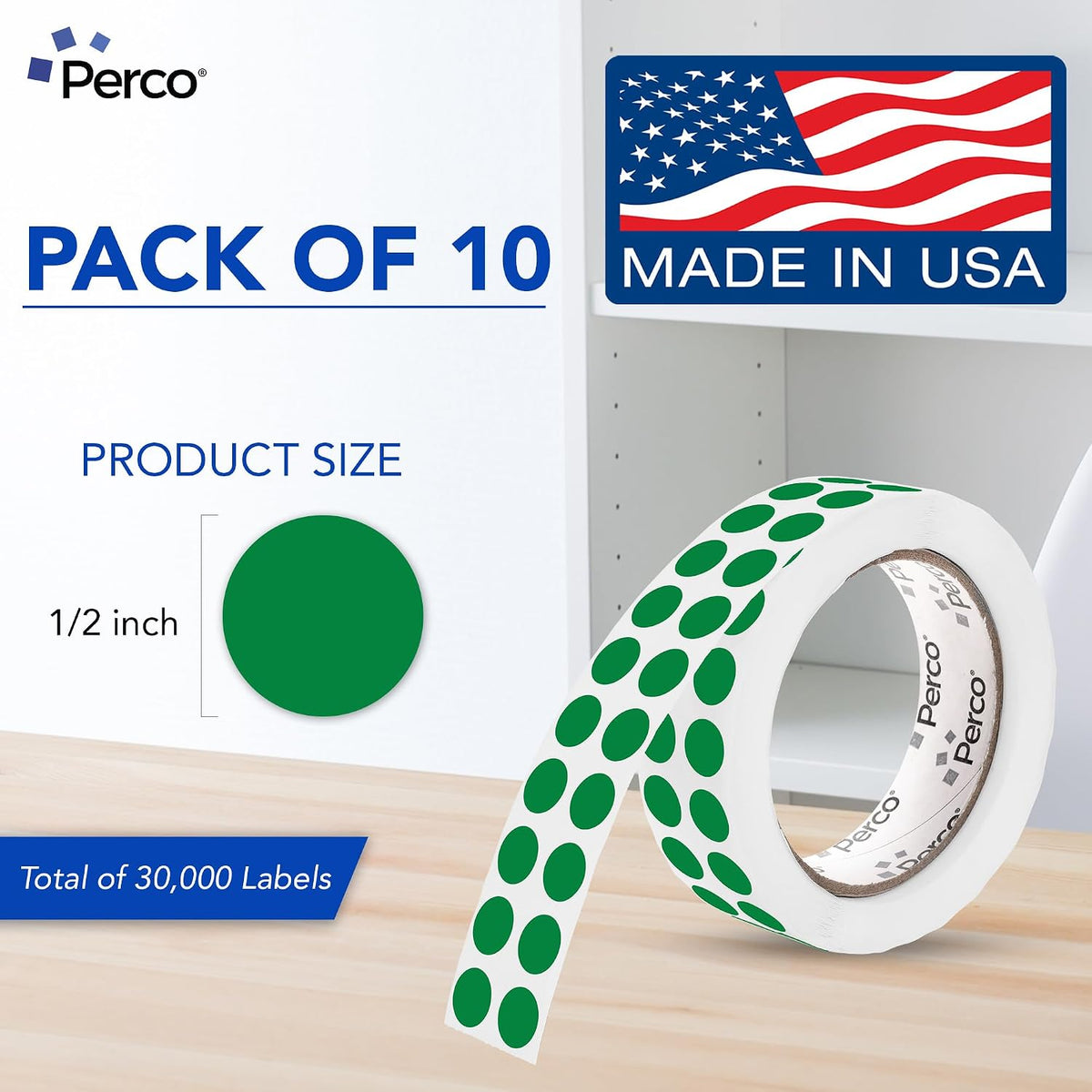Neon Green Round Circle Dot Sticker 1-Inch Labels with Easy-Tear Perforation, 1,000 Stickers per Roll - in Stock, Approved & Available Labels, High Visibility, Strong Adhesive—Made in USA
