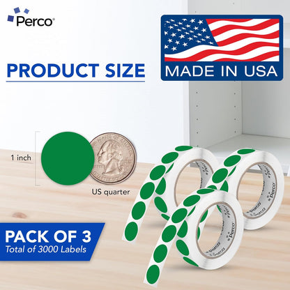 Neon Green Round Circle Dot Sticker 1-Inch Labels with Easy-Tear Perforation, 1,000 Stickers per Roll - in Stock, Approved & Available Labels, High Visibility, Strong Adhesive—Made in USA