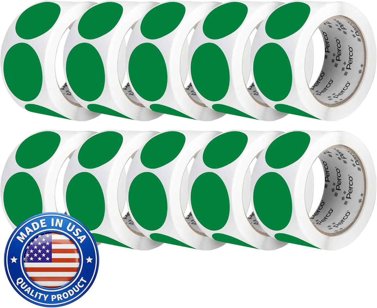 Neon Green Round Circle Dot Sticker 1-Inch Labels with Easy-Tear Perforation, 1,000 Stickers per Roll - in Stock, Approved & Available Labels, High Visibility, Strong Adhesive—Made in USA