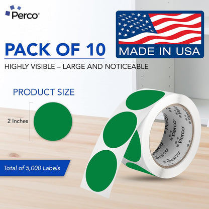 Neon Green Round Circle Dot Sticker 1-Inch Labels with Easy-Tear Perforation, 1,000 Stickers per Roll - in Stock, Approved & Available Labels, High Visibility, Strong Adhesive—Made in USA