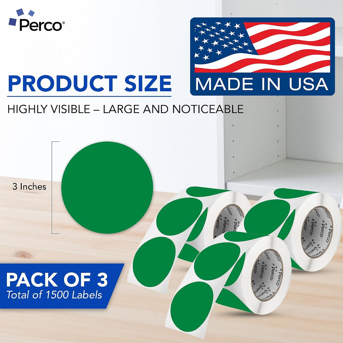 Neon Green Round Circle Dot Sticker 1-Inch Labels with Easy-Tear Perforation, 1,000 Stickers per Roll - in Stock, Approved & Available Labels, High Visibility, Strong Adhesive—Made in USA