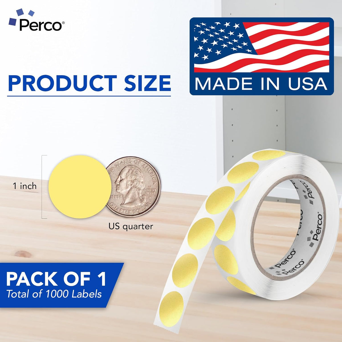 Neon Green Round Circle Dot Sticker 1-Inch Labels with Easy-Tear Perforation, 1,000 Stickers per Roll - in Stock, Approved & Available Labels, High Visibility, Strong Adhesive—Made in USA