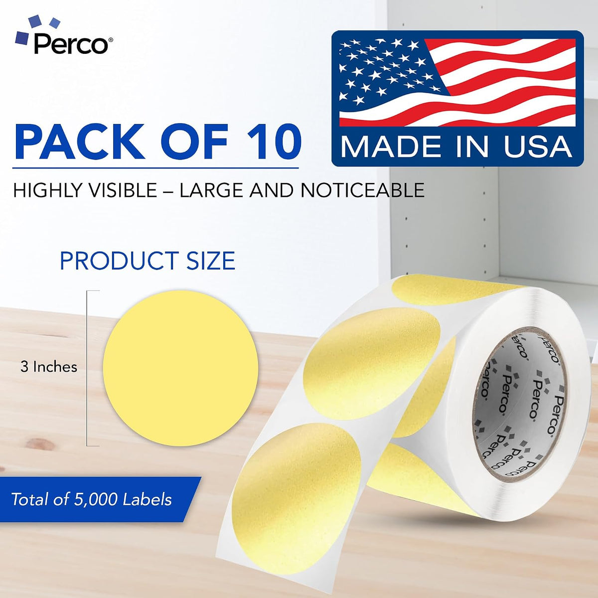 Neon Green Round Circle Dot Sticker 1-Inch Labels with Easy-Tear Perforation, 1,000 Stickers per Roll - in Stock, Approved & Available Labels, High Visibility, Strong Adhesive—Made in USA