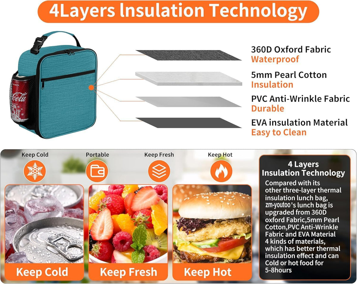Lunch Box for Men - Reusable Lunch Bag Men Adult Women- Insulated Small LunchBox