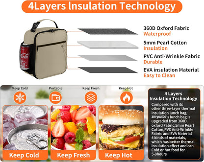 Lunch Box for Men - Reusable Lunch Bag Men Adult Women- Insulated Small LunchBox
