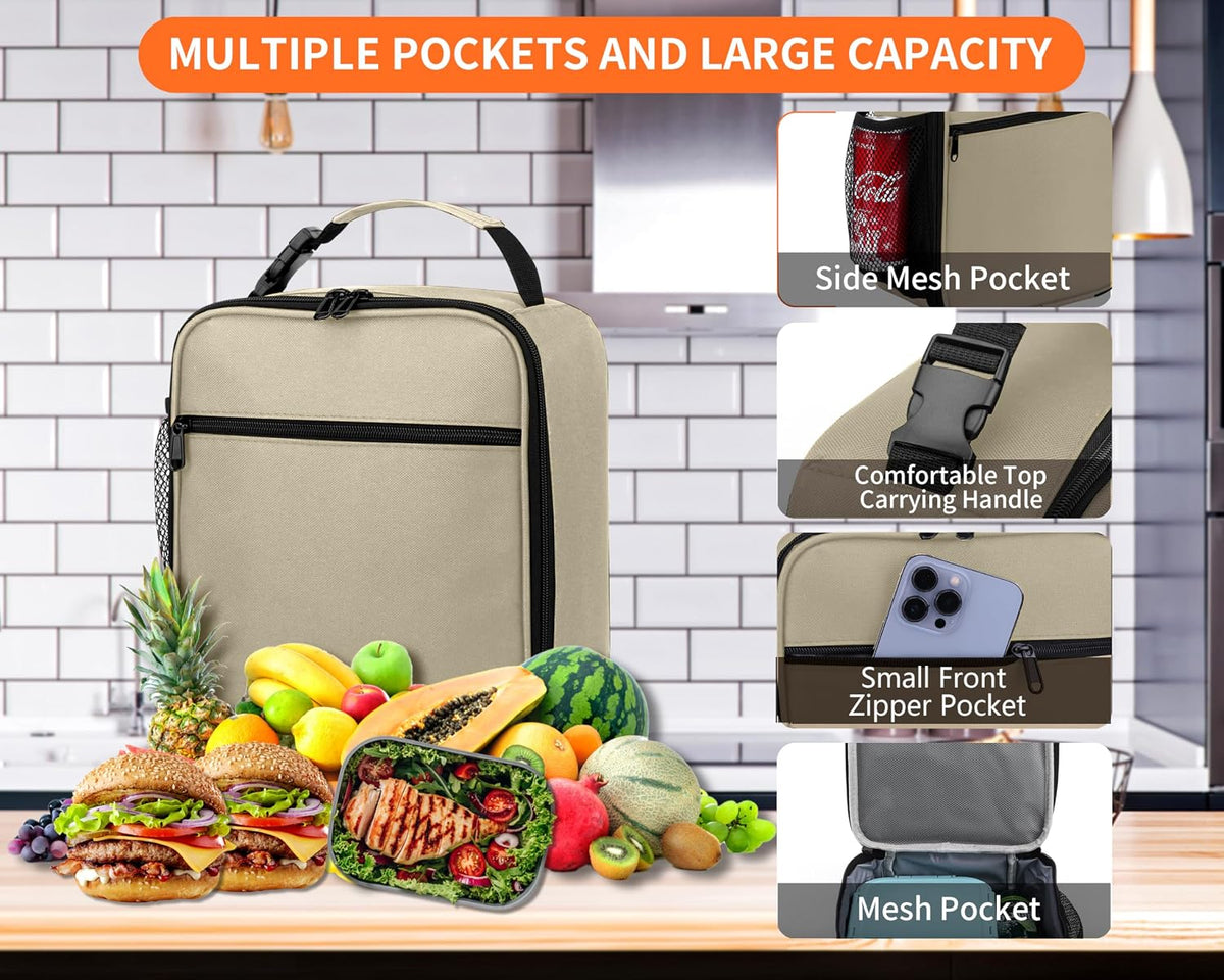 Lunch Box for Men - Reusable Lunch Bag Men Adult Women- Insulated Small LunchBox
