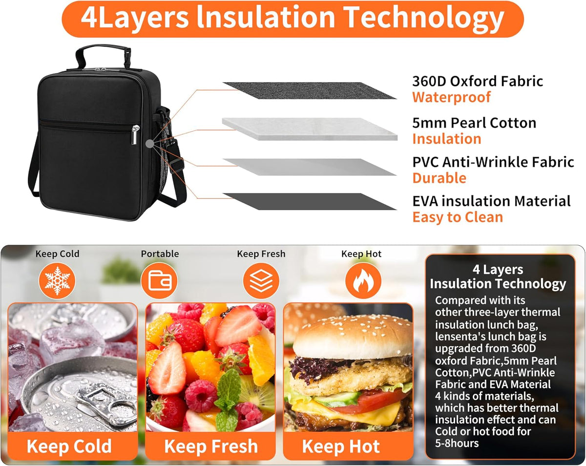 Lunch Box for Men - Reusable Lunch Bag Men Adult Women- Insulated Small LunchBox