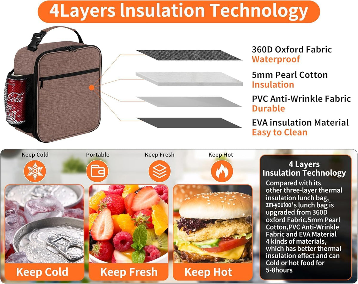 Lunch Box for Men - Reusable Lunch Bag Men Adult Women- Insulated Small LunchBox