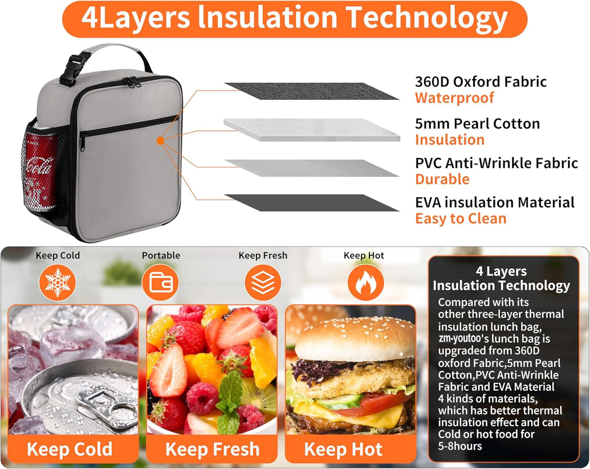 Lunch Box for Men - Reusable Lunch Bag Men Adult Women- Insulated Small LunchBox
