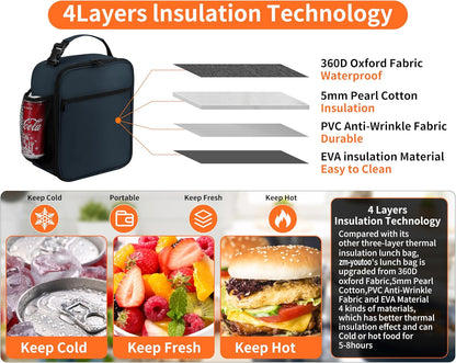 Lunch Box for Men - Reusable Lunch Bag Men Adult Women- Insulated Small LunchBox