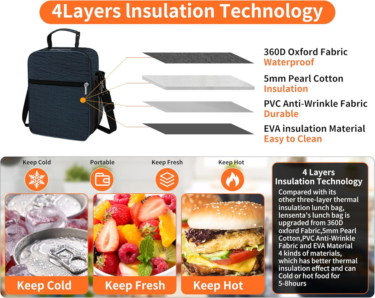 Lunch Box for Men - Reusable Lunch Bag Men Adult Women- Insulated Small LunchBox