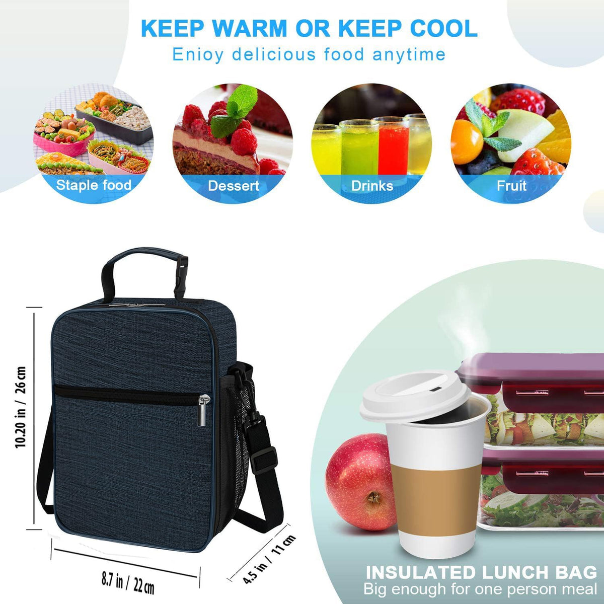 Lunch Box for Men - Reusable Lunch Bag Men Adult Women- Insulated Small LunchBox