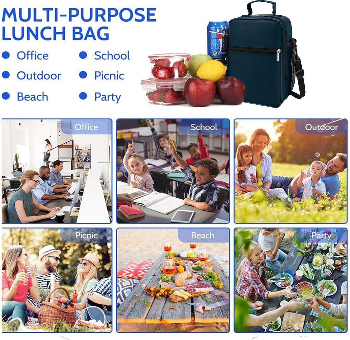 Lunch Box for Men - Reusable Lunch Bag Men Adult Women- Insulated Small LunchBox