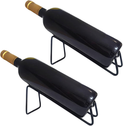 2Pack Wine Rack Metal Tabletop Wine Holder Stand Wine Bottle Display Stand Small Wine Storage for Bar Coffee Kitchen Cabinet Countertop Fridge (2Pack Black)