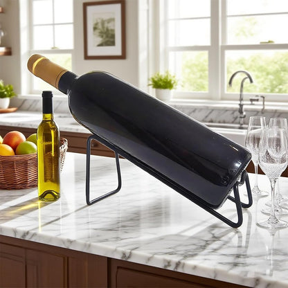 2Pack Wine Rack Metal Tabletop Wine Holder Stand Wine Bottle Display Stand Small Wine Storage for Bar Coffee Kitchen Cabinet Countertop Fridge (2Pack Black)