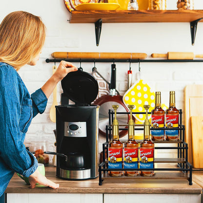 4-Tier Coffee Syrup Rack for 20 Bottles (750ml)–Sturdy Coffee Syrup Organizer Holder for Kitchen, Café, Office
