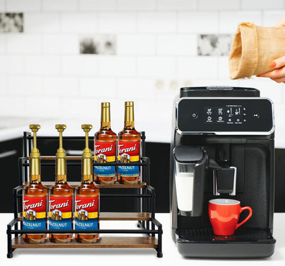 4-Tier Coffee Syrup Rack for 20 Bottles (750ml)–Sturdy Coffee Syrup Organizer Holder for Kitchen, Café, Office
