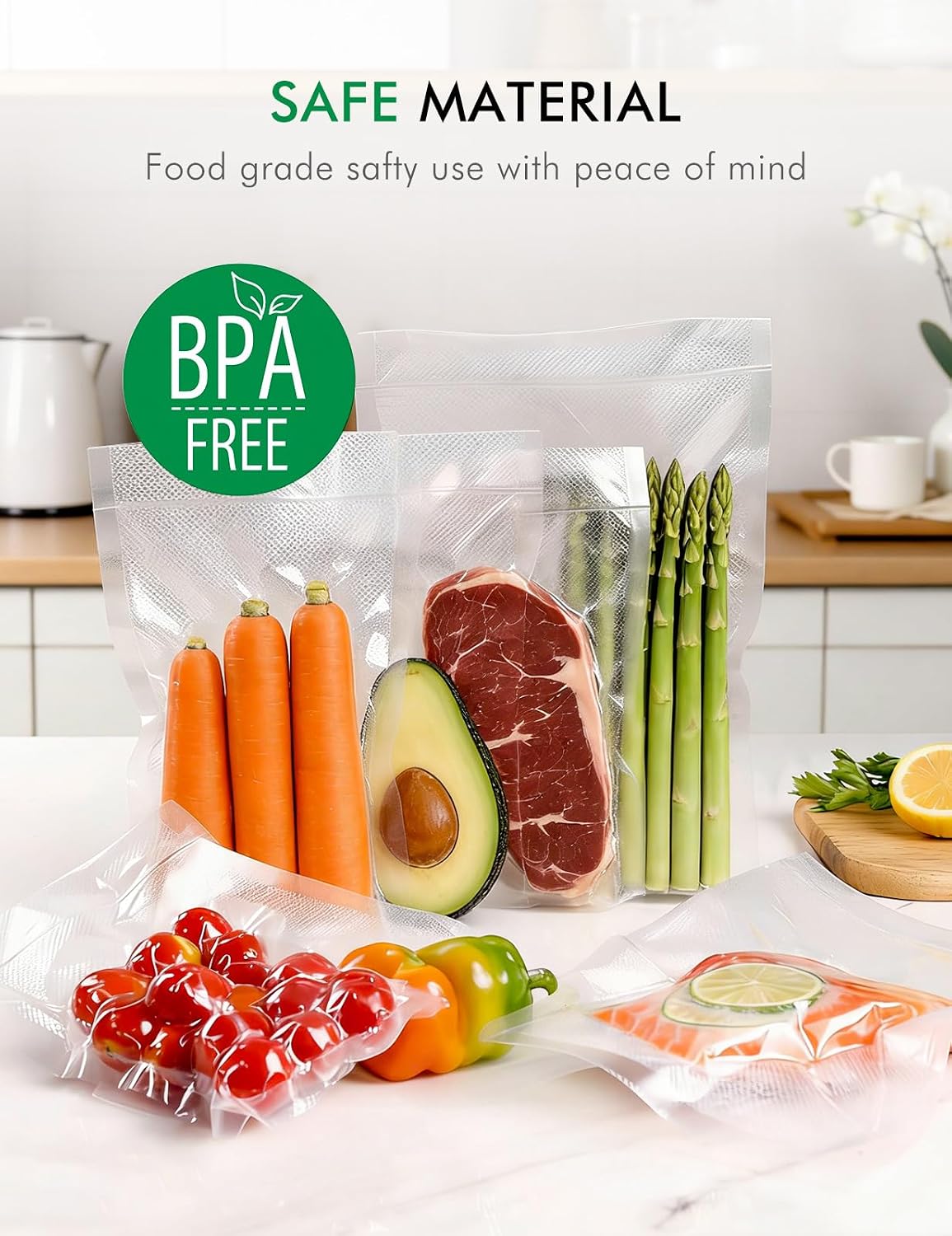Vacuum Sealer Bags, 11"x16" Gallon, 8"x12" Quart, 6"x10" Pint, 150Pcs