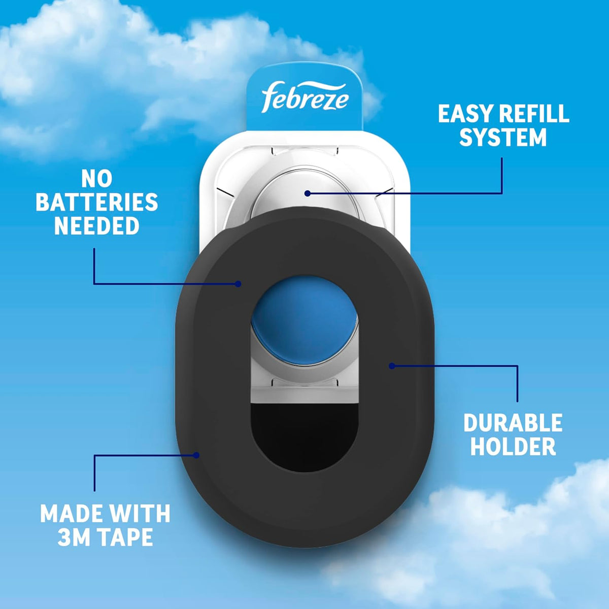 Odor Fighter, Can Air Freshener, Stick-On Deodorizer for Garbage Cans, Diaper Pails, Works with Scented Bags, Fresh Lemon and Linen & Sky Scents, 2 Holders + 2 Refills