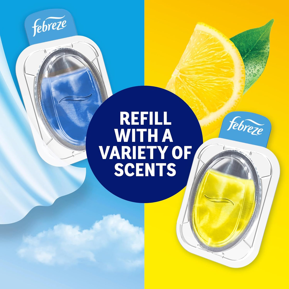 Odor Fighter, Can Air Freshener, Stick-On Deodorizer for Garbage Cans, Diaper Pails, Works with Scented Bags, Fresh Lemon and Linen & Sky Scents, 2 Holders + 2 Refills