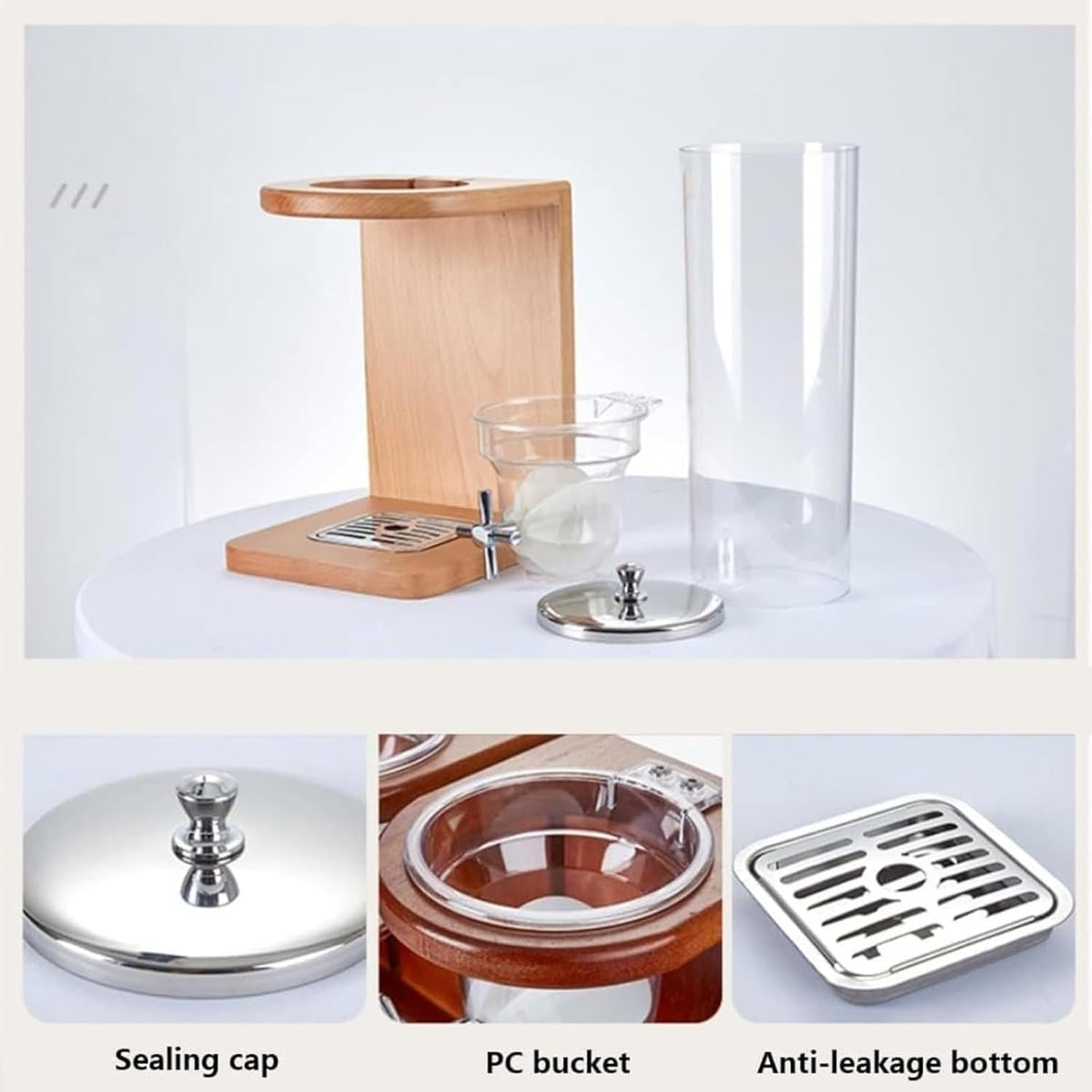Cereal Dispenser Countertop Counter Top Rotating Cereal Grain Food Dispenser Dry Food Grain Nut Candy Snack Rice Triple (beech,12L)