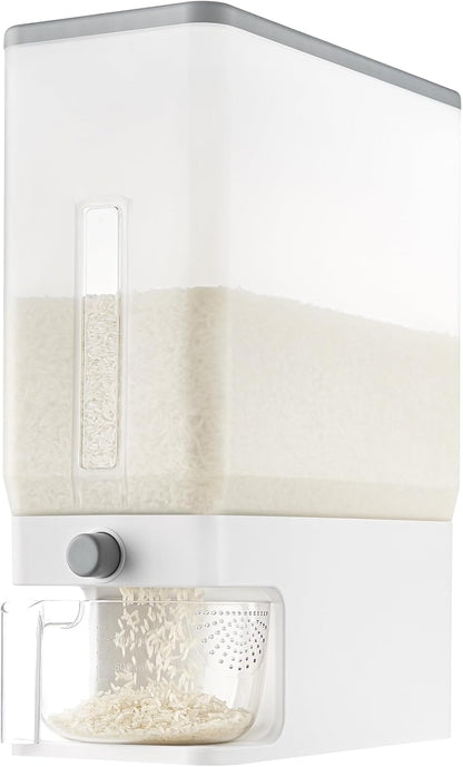Rice Container 26 Lbs, One-Press Dispenser with Measuring Cup