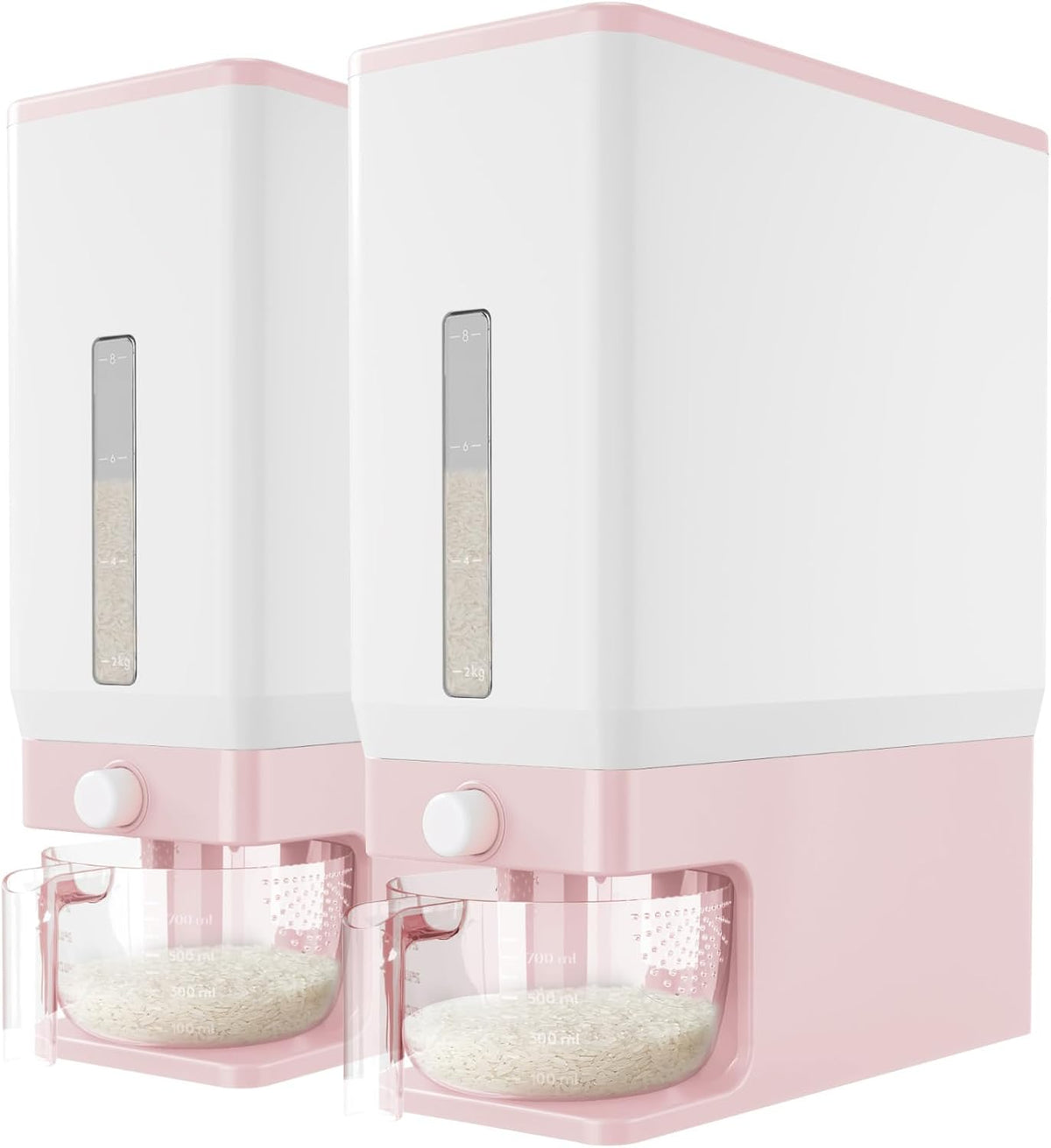 Rice Container 26 Lbs, One-Press Dispenser with Measuring Cup