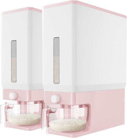 Rice Container 26 Lbs, One-Press Dispenser with Measuring Cup