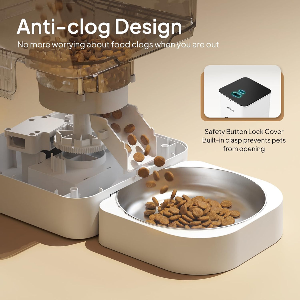 Automatic Cat Feeder, 4L Timed Dry Food Dispenser for Cats & Dogs