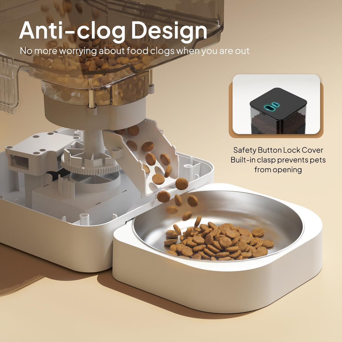 Automatic Cat Feeder, 4L Timed Dry Food Dispenser for Cats & Dogs