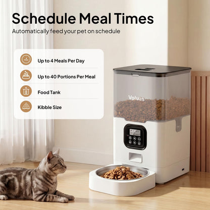 Automatic Cat Feeder, 4L Timed Dry Food Dispenser for Cats & Dogs