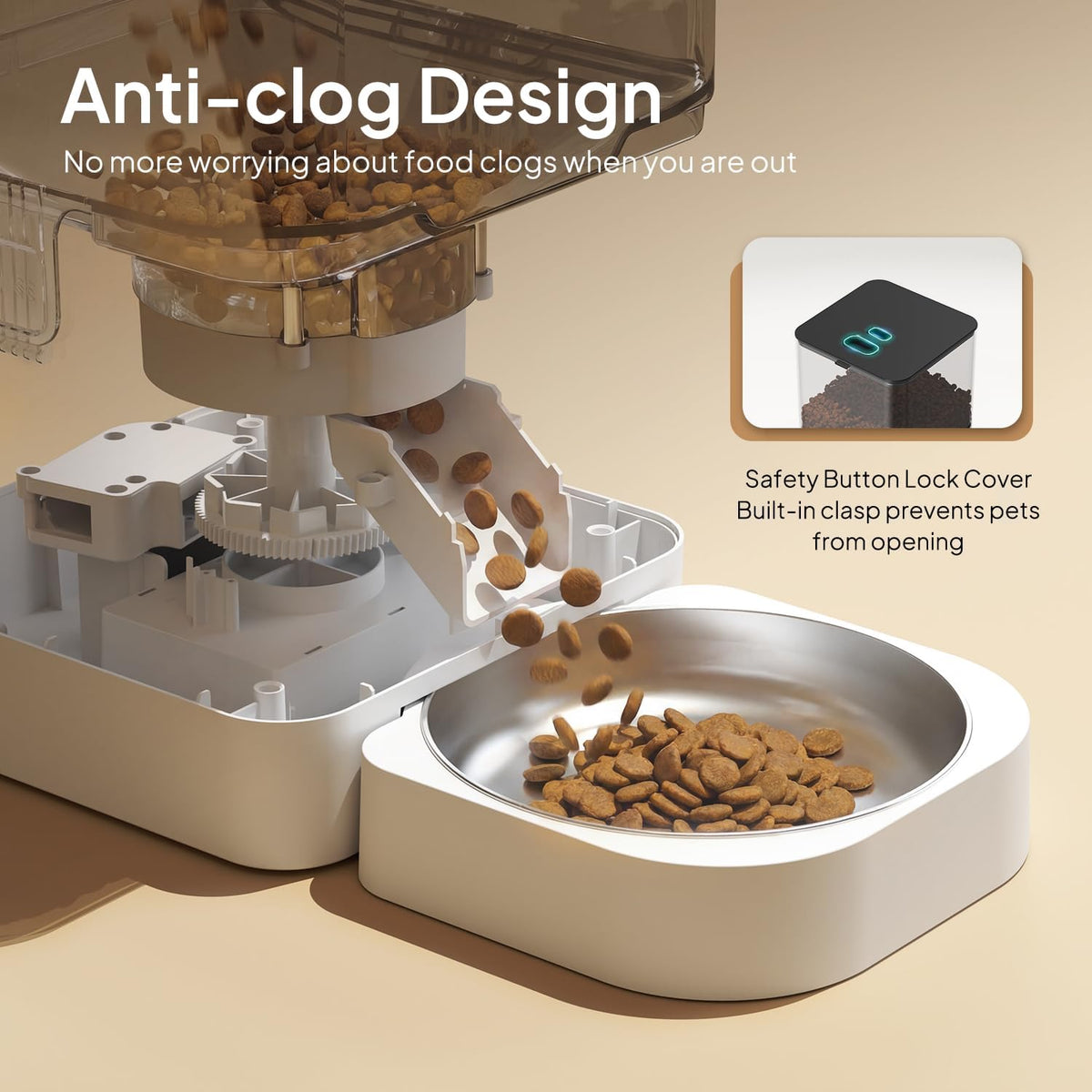 Automatic Cat Feeder, 4L Timed Dry Food Dispenser for Cats & Dogs