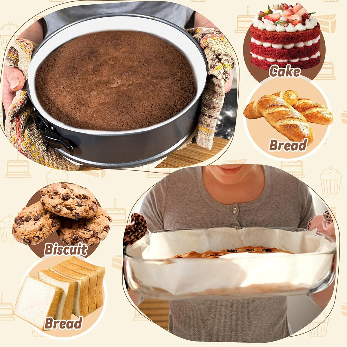 Baking Parchment Paper Side Liners - 2.95 in x 131.23 ft Cake Pan Side Liner Roll Parchment Paper Strips for Round Cake Pans, Cheesecake Springform Pan, Heat Resistant Kitchen Paper