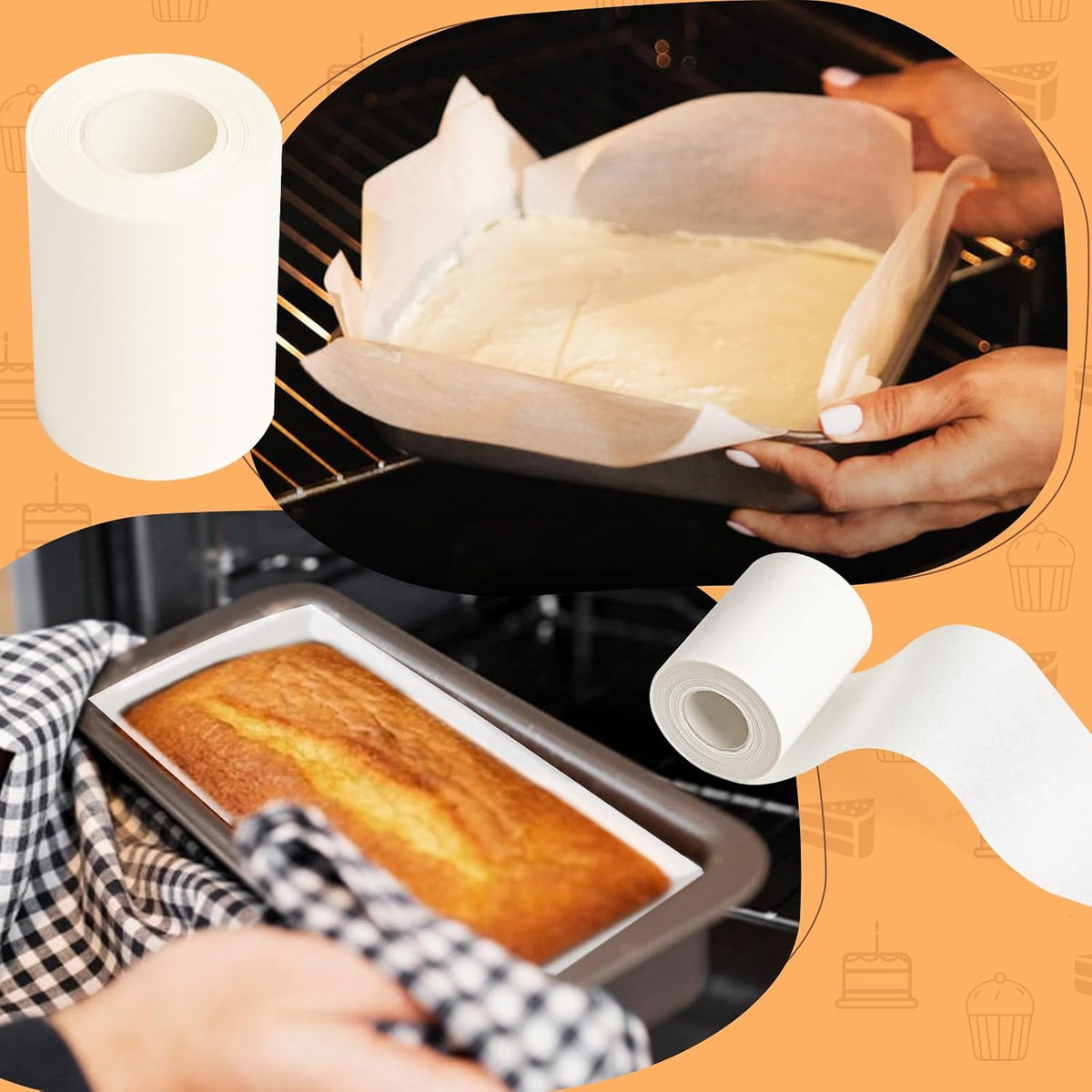 Baking Parchment Paper Side Liners - 2.95 in x 131.23 ft Cake Pan Side Liner Roll Parchment Paper Strips for Round Cake Pans, Cheesecake Springform Pan, Heat Resistant Kitchen Paper