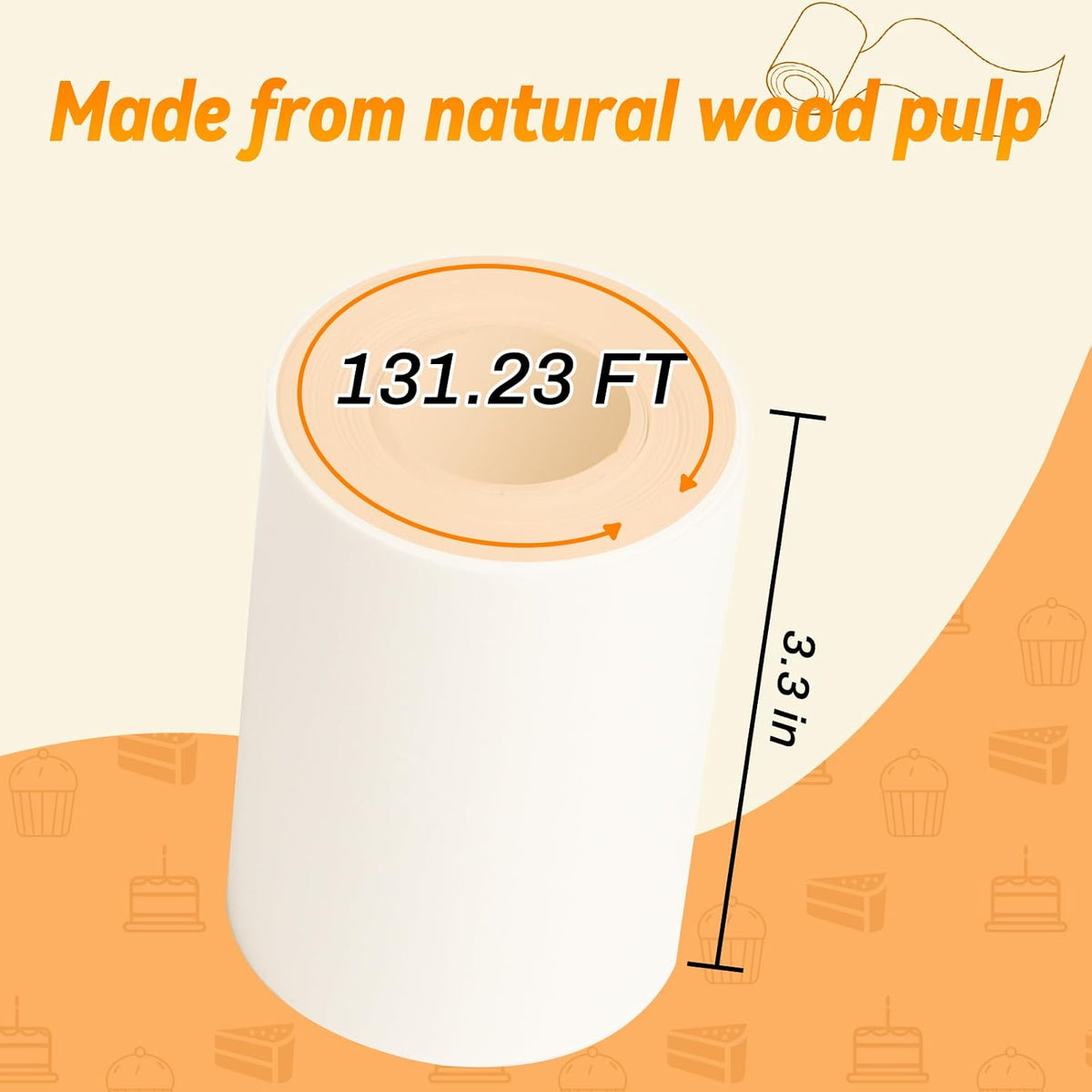 Baking Parchment Paper Side Liners - 2.95 in x 131.23 ft Cake Pan Side Liner Roll Parchment Paper Strips for Round Cake Pans, Cheesecake Springform Pan, Heat Resistant Kitchen Paper